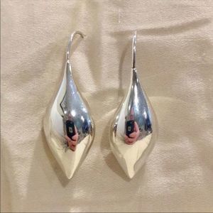 MICHAEL DAWKINS Sterling Silver Puff Teardrop French Wire Earrings